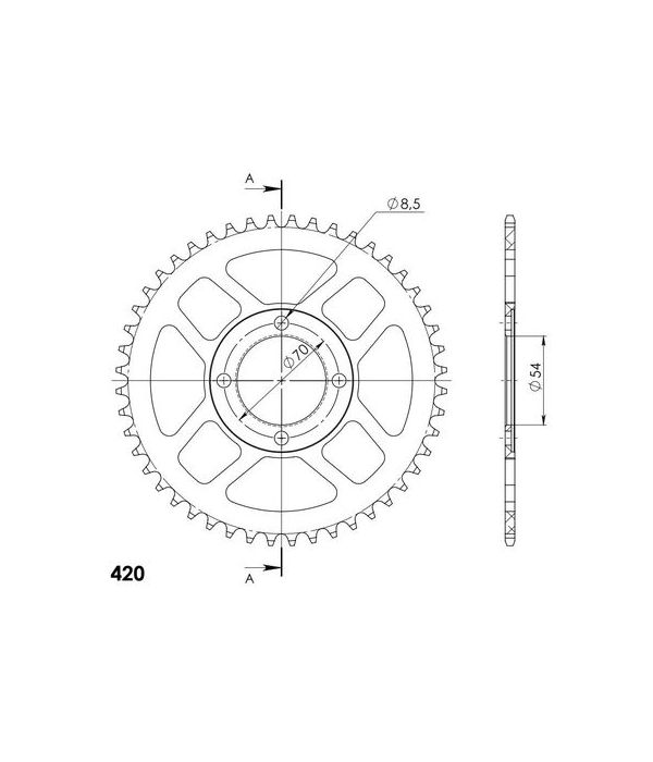 Achtertandwiel aluminium 48 tanden