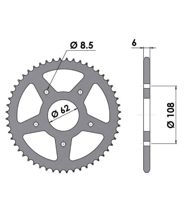 Achtertandwiel alu 52 tanden