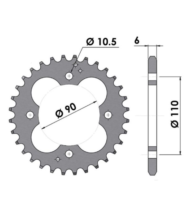 Achtertandwiel alu 38 tanden