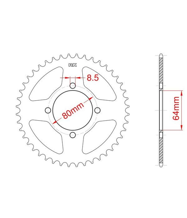 Achtertandwiel aluminium 28 tanden