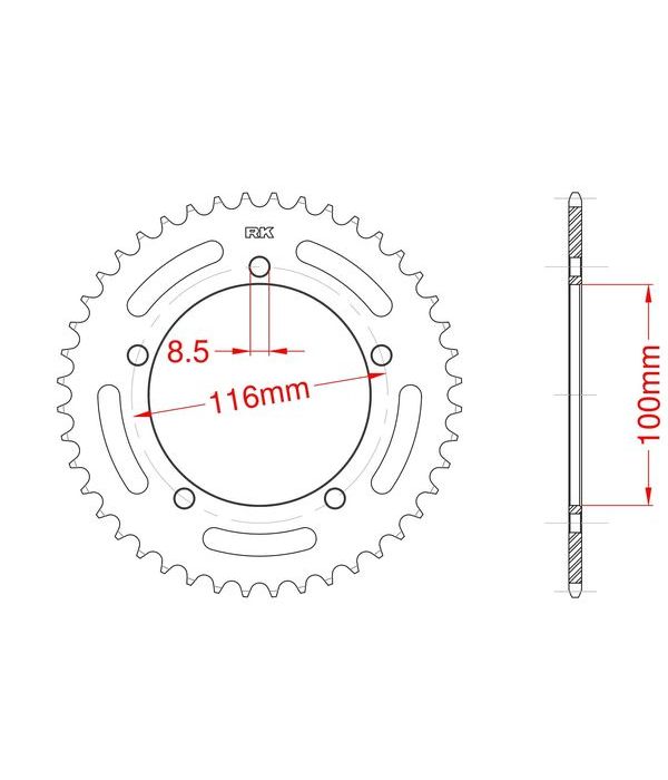 Achtertandwiel aluminium 46 tanden