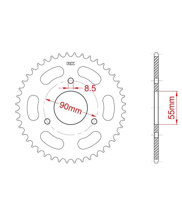 Achtertandwiel alu 42 tanden