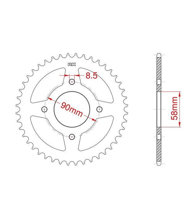 Achtertandwiel alu 50 tanden