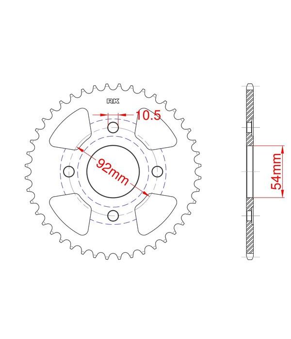 Achtertandwiel alu 45 tanden