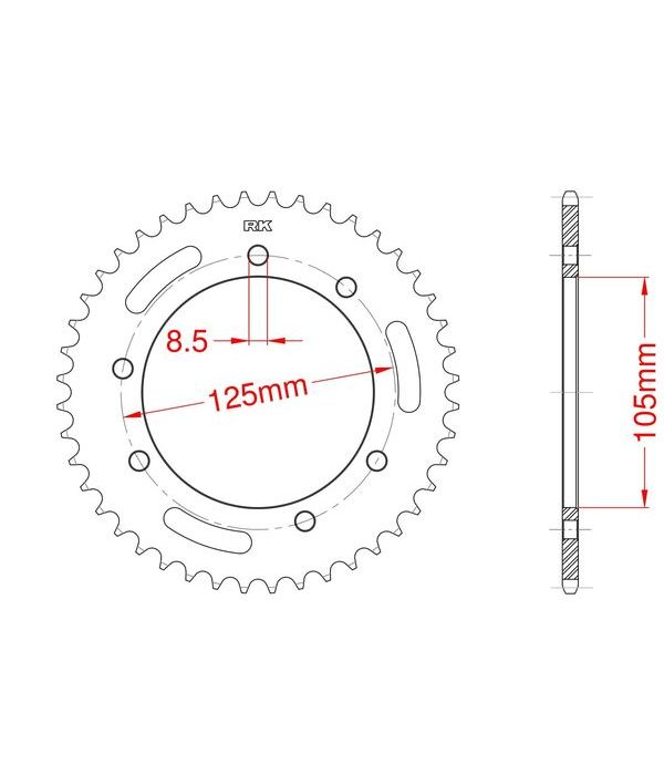 Achtertandwiel aluminium 55 tanden