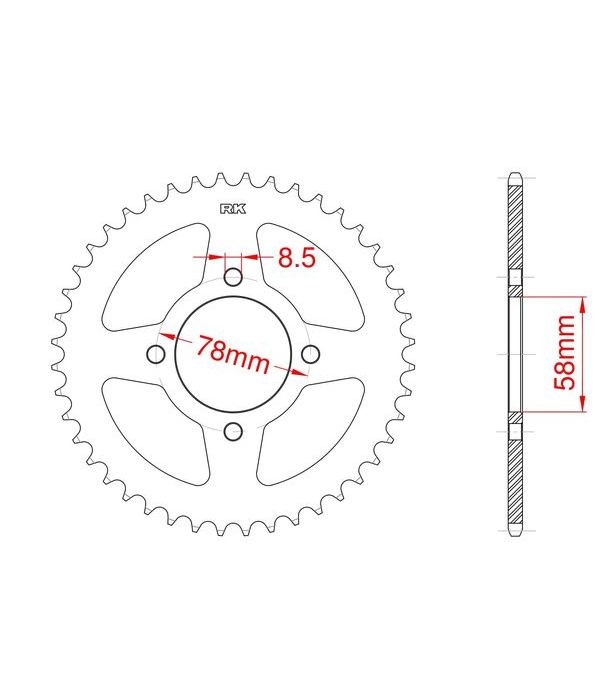 Achtertandwiel aluminium 47 tanden