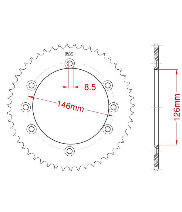 Achtertandwiel alu 50 tanden