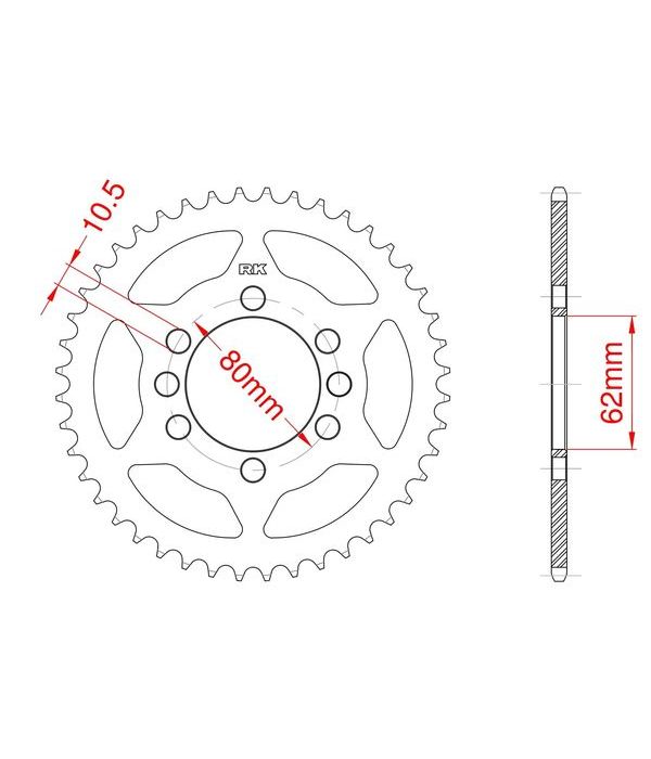 Achtertandwiel aluminium 48 tanden