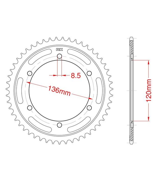 Achtertandwiel aluminium 42 tanden