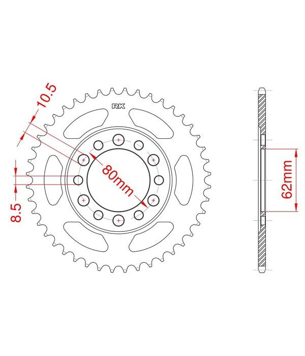 Achtertandwiel aluminium 52  tanden