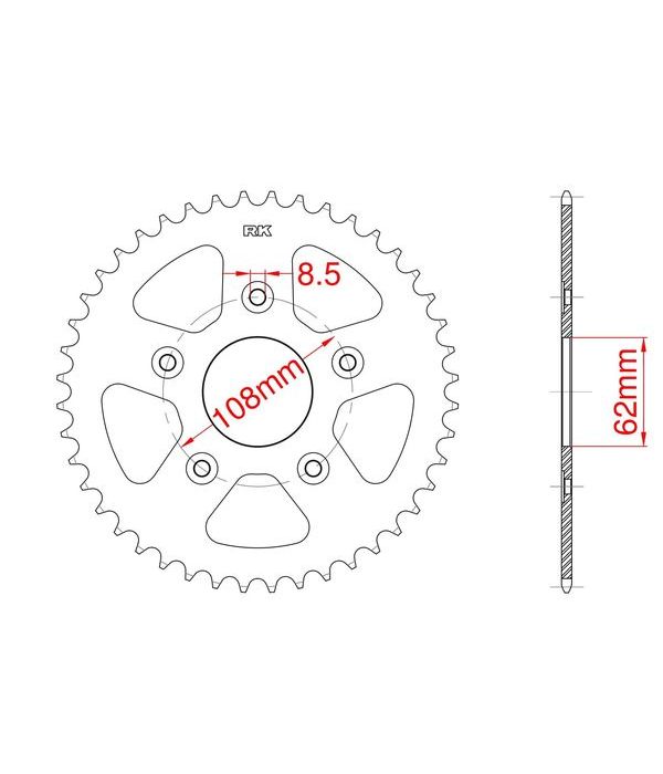 Achtertandwiel aluminium 36 tanden
