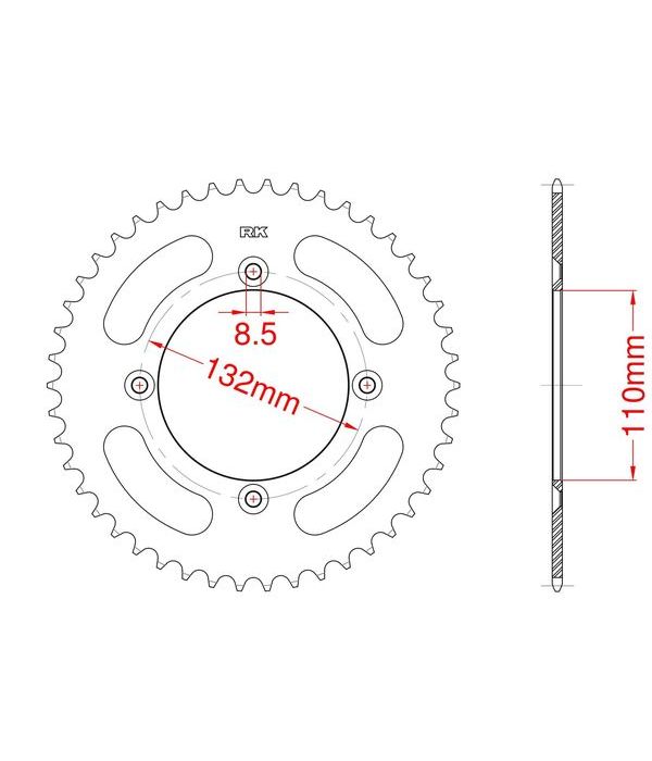 Achtertandwiel aluminium 48 tanden