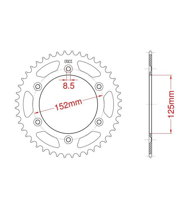 Achtertandwiel aluminium 51 tanden