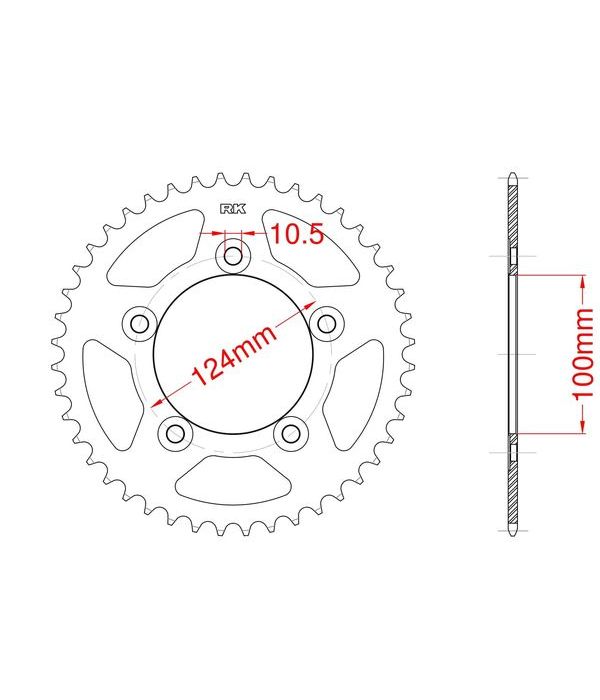 Achtertandwiel aluminium 43  tanden
