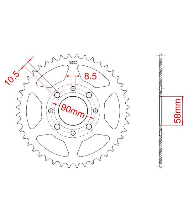 Achtertandwiel ALU versterkt 44 tanden