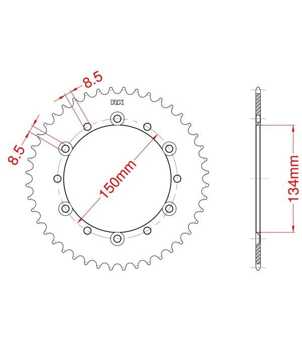 Achtertandwiel aluminium 51 tanden