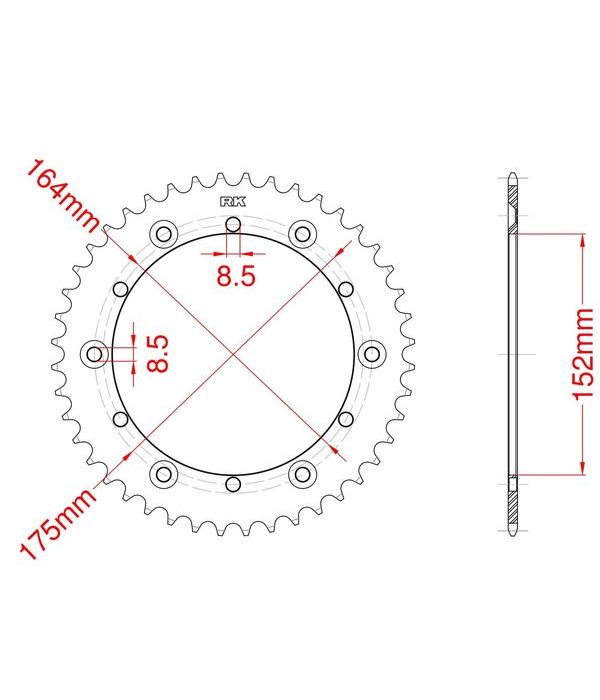 Achtertandwiel aluminium 46 tanden