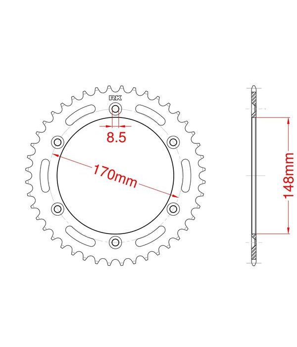 Achtertandwiel aluminium 47 tanden