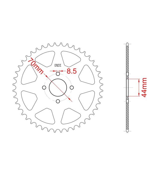 Achtertandwiel aluminium 25 tanden