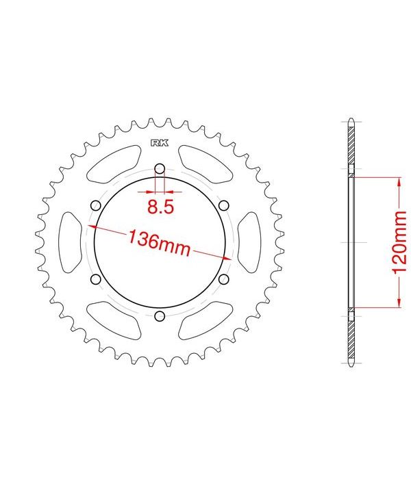 Achtertandwiel ALU 39 tanden