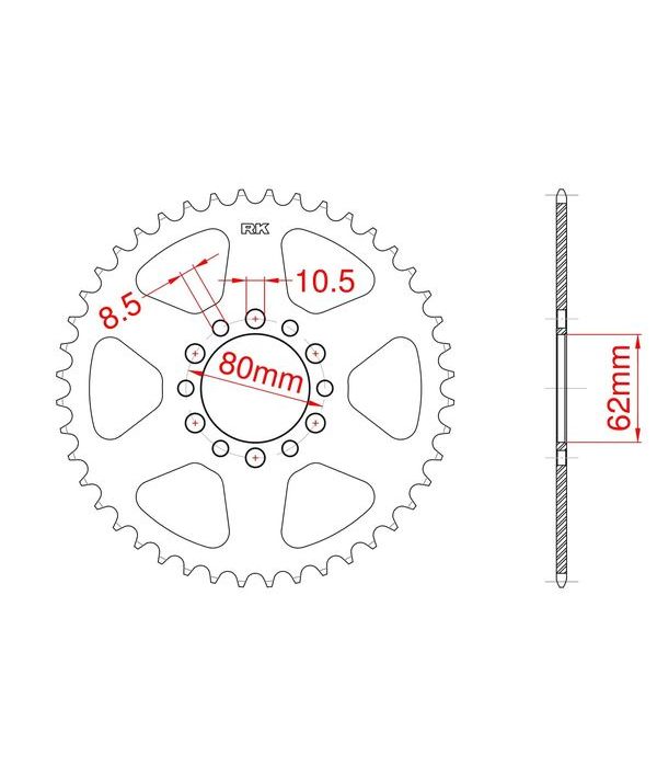 Achtertandwiel aluminium 53 tanden