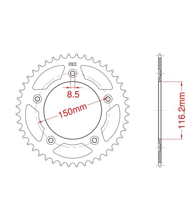 Achtertandwiel ALU 47 tanden