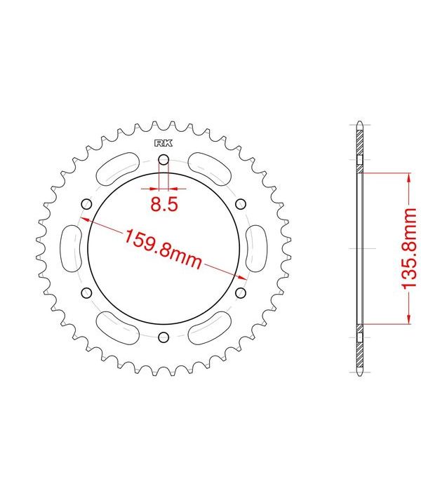Achtertandwiel alu 42 tanden