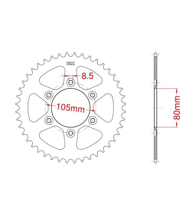 Achtertandwiel alu 43 tanden