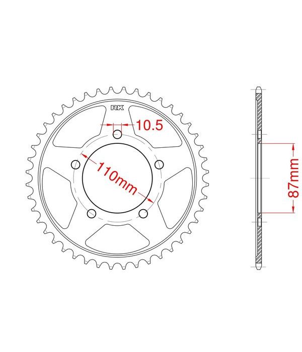 Achtertandwiel aluminium 47 tanden