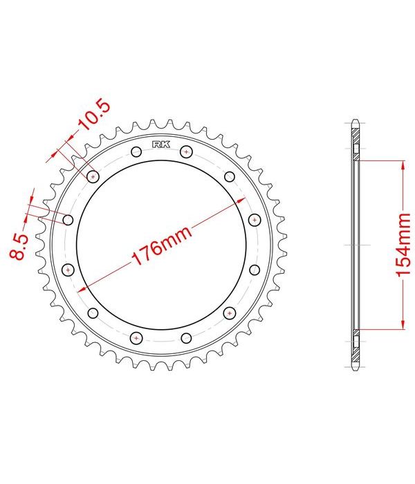 Achtertandwiel alu 46 tanden