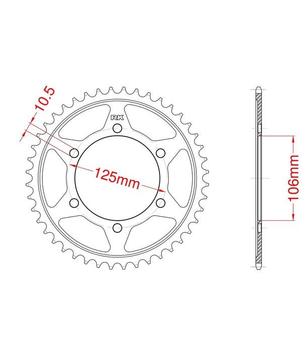 Achtertandwiel ALU 46 tanden niet std