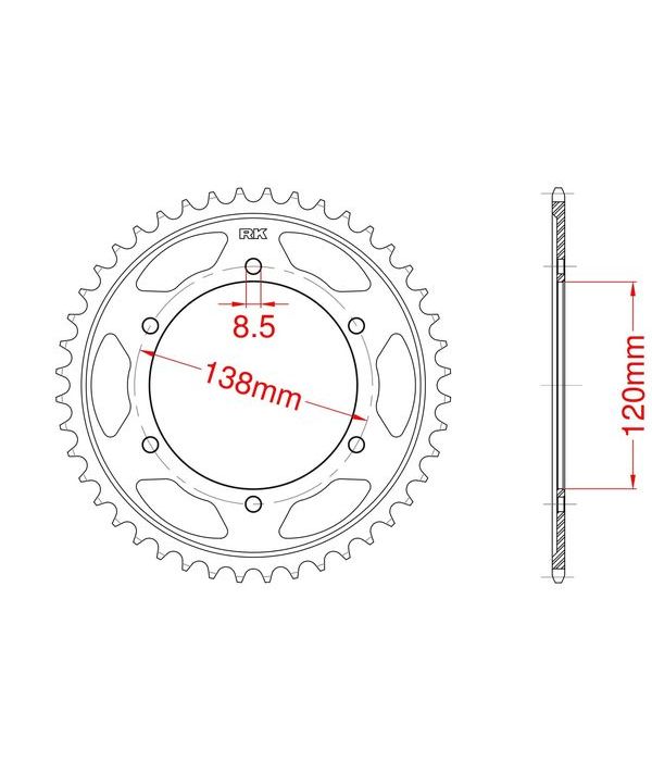 Achtertandwiel alu 40 tanden