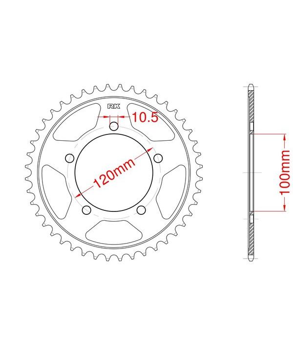 Achtertandwiel aluminium 43 dents