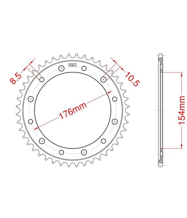 Achtertandwiel alu 43 tanden