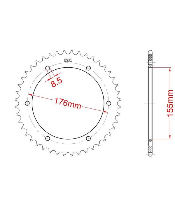 Achtertandwiel alu 47 tanden