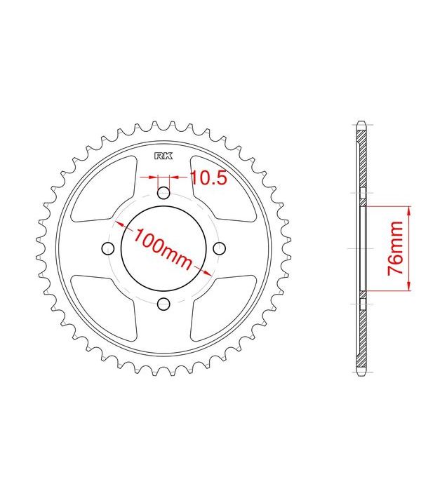 Achtertandwiel aluminium 46 tanden