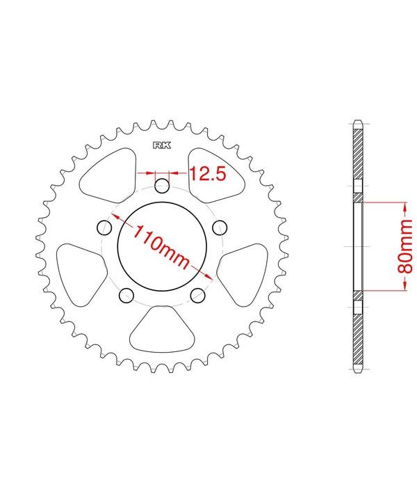 Achtertandwiel staal C45 versterkt 34 tanden