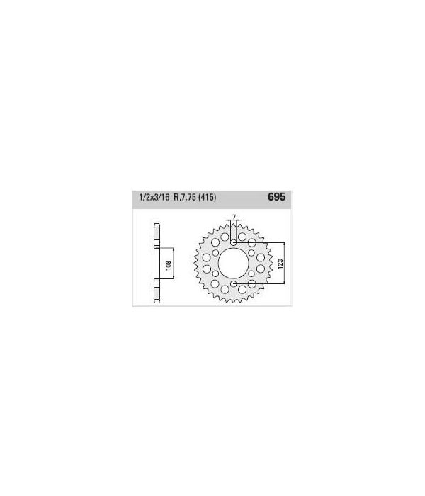Achtertandwiel alu 52 tanden (pas=415)