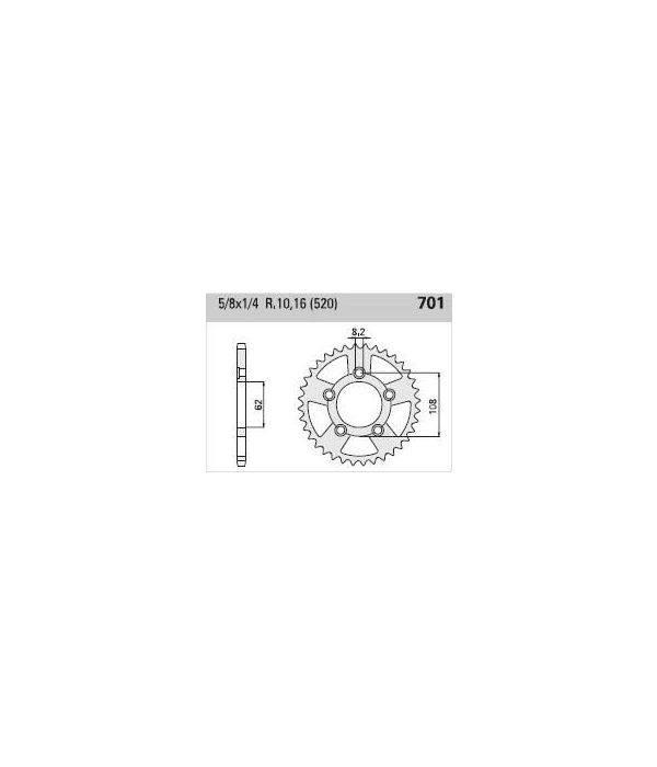 Achtertandwiel aluminium 38 tanden