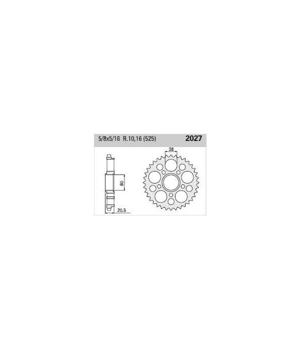 Achtertandwiel aluminium 38 tanden