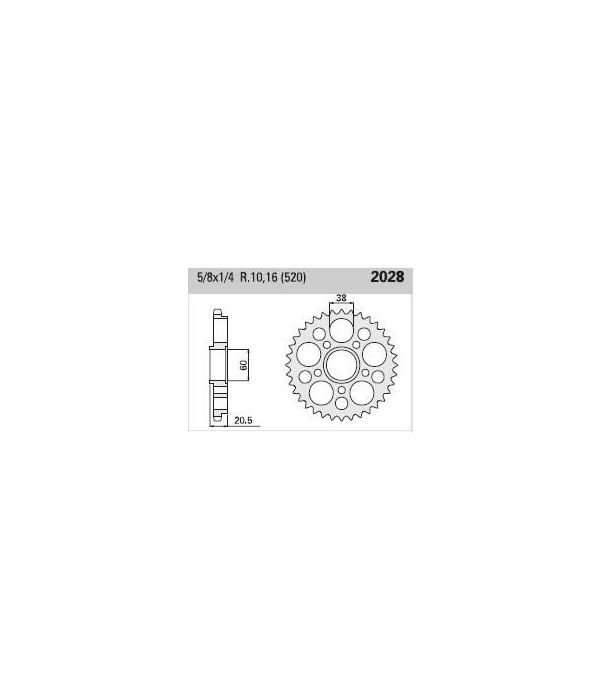 Achtertandwiel aluminium 40 tanden