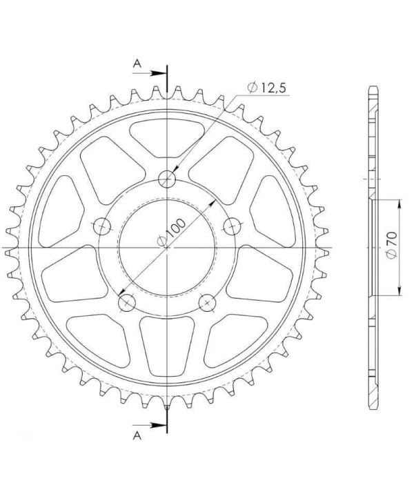 Achtertandwiel alu 47 tanden