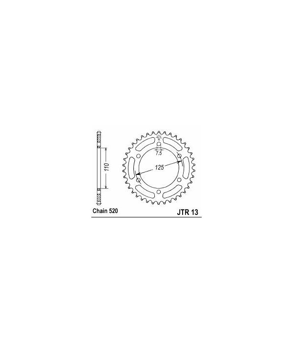 Achtertandwiel aluminium anti moder 43 dents