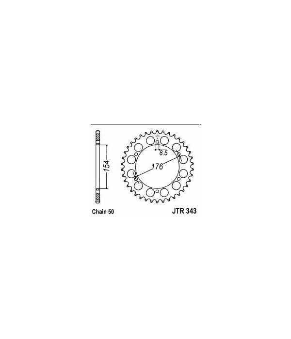 Achtertandwiel aluminium 44 dents