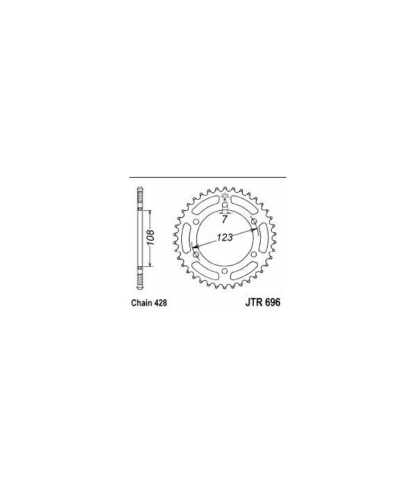 Achtertandwiel staal 53 tanden (pas=428)