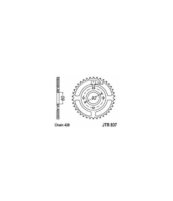 Achtertandwiel aluminium 39 tanden