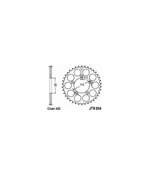 Achtertandwiel aluminium 46 tanden