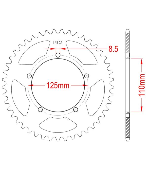 Achtertandwiel aluminium 55 tanden
