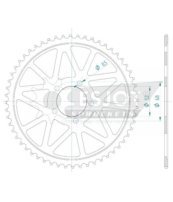 Achtertandwiel alu 58 tanden