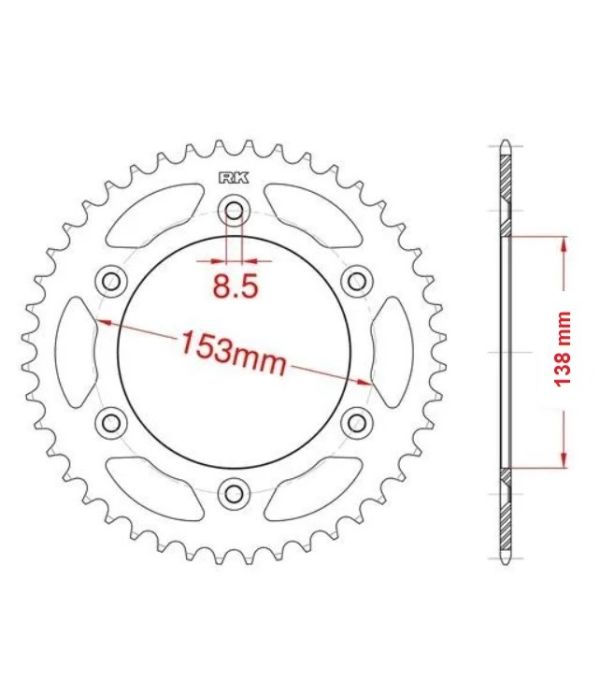 Achtertandwiel aluminium 41 tanden